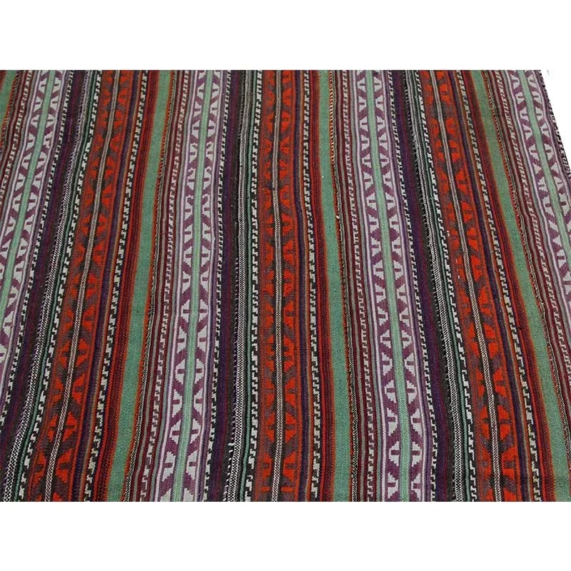 Vintage Handwoven Orange/Plum Persian Kilim Rug - 6