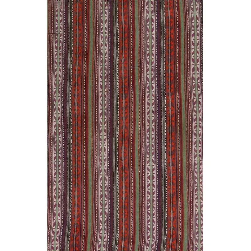 Vintage Handwoven Orange/Plum Persian Kilim Rug - 7