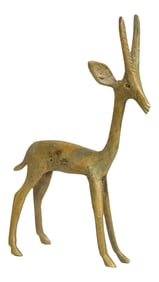 Vintage African Light Oxidized Bronze Forward Facing Gazelle