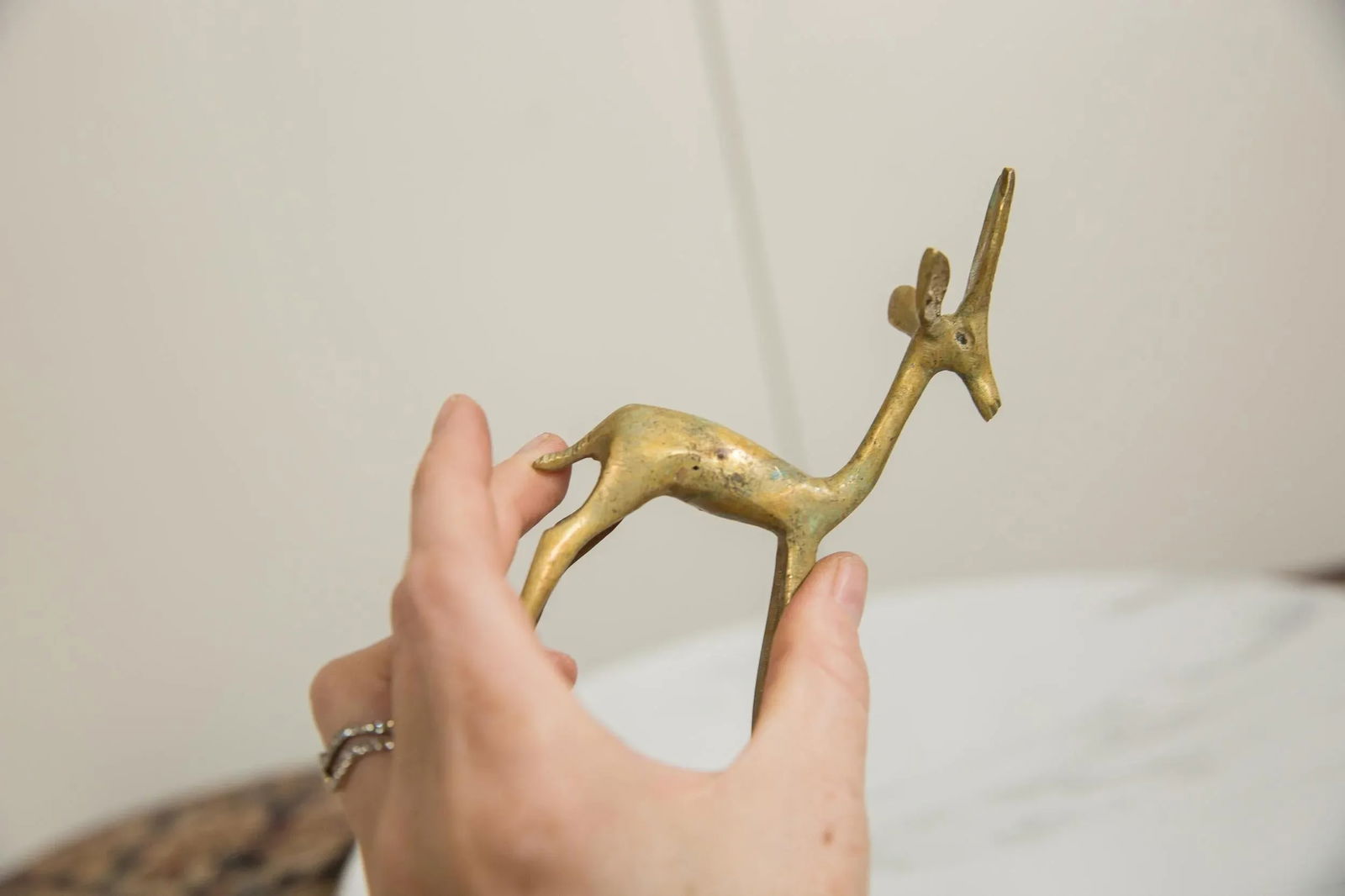 Vintage African Light Oxidized Bronze Forward Facing Gazelle - 4