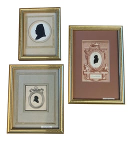 Antique Engraved Silhouettes in Giltwood Frames -Set of 3