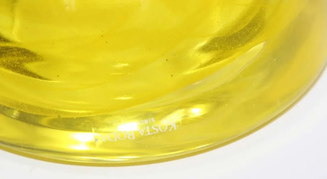 1990s Anna Ehrner for Kosta Boda Atoll Yellow Glass Candle Holder - 11