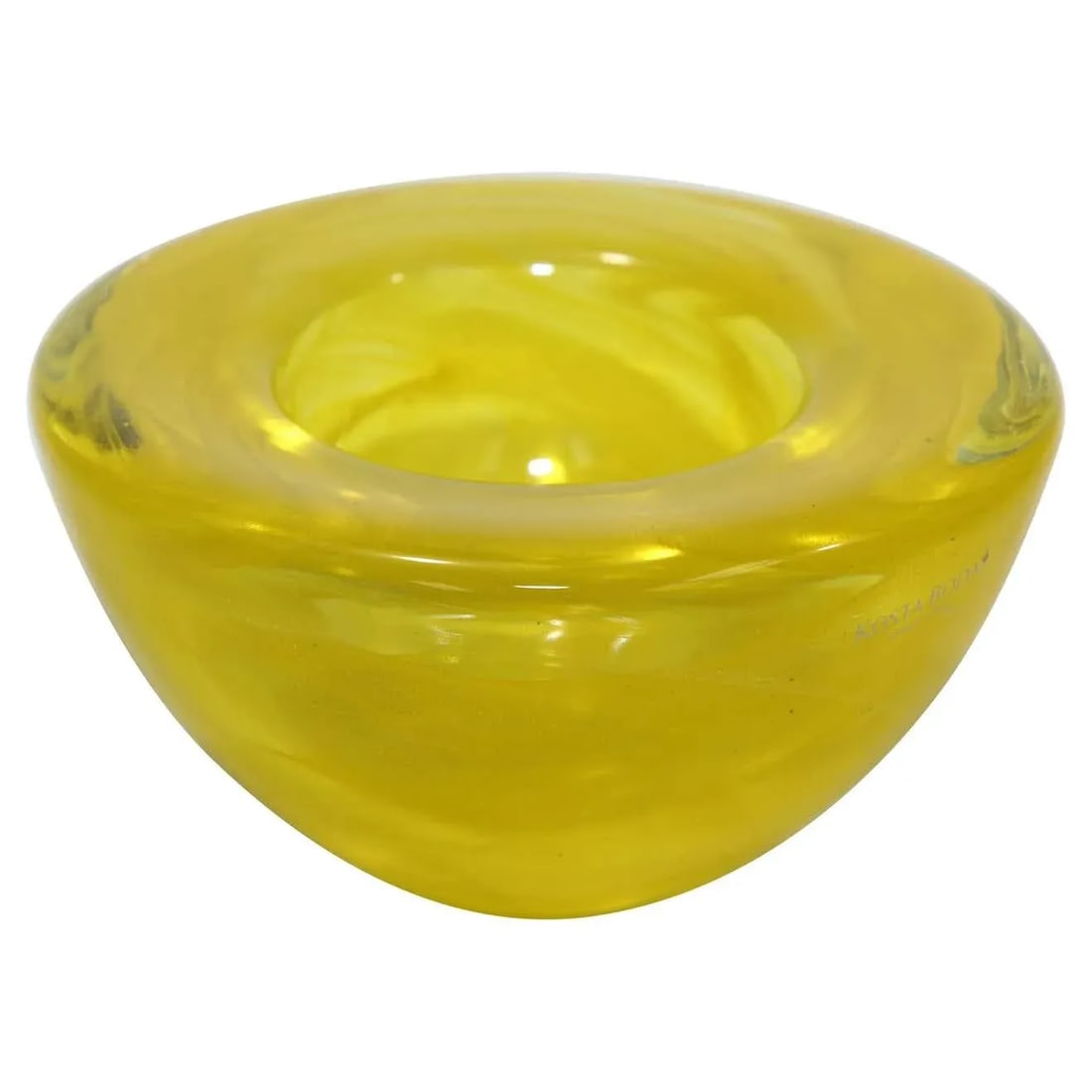 1990s Anna Ehrner for Kosta Boda Atoll Yellow Glass Candle Holder - 13
