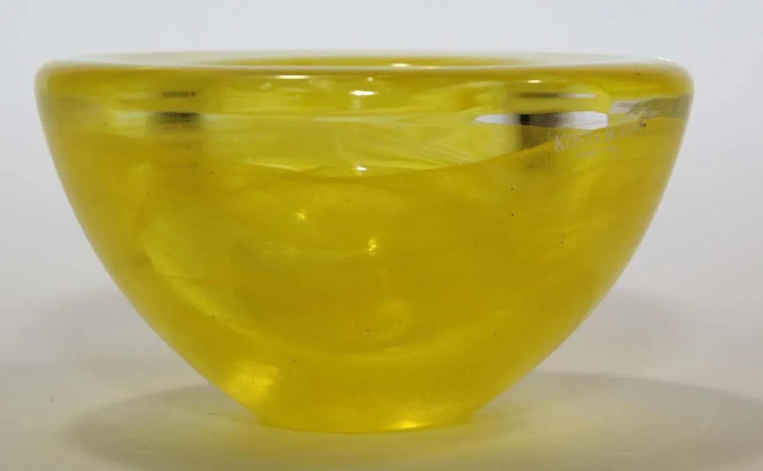 1990s Anna Ehrner for Kosta Boda Atoll Yellow Glass Candle Holder - 5