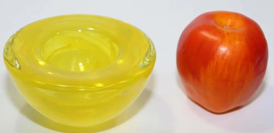 1990s Anna Ehrner for Kosta Boda Atoll Yellow Glass Candle Holder - 6