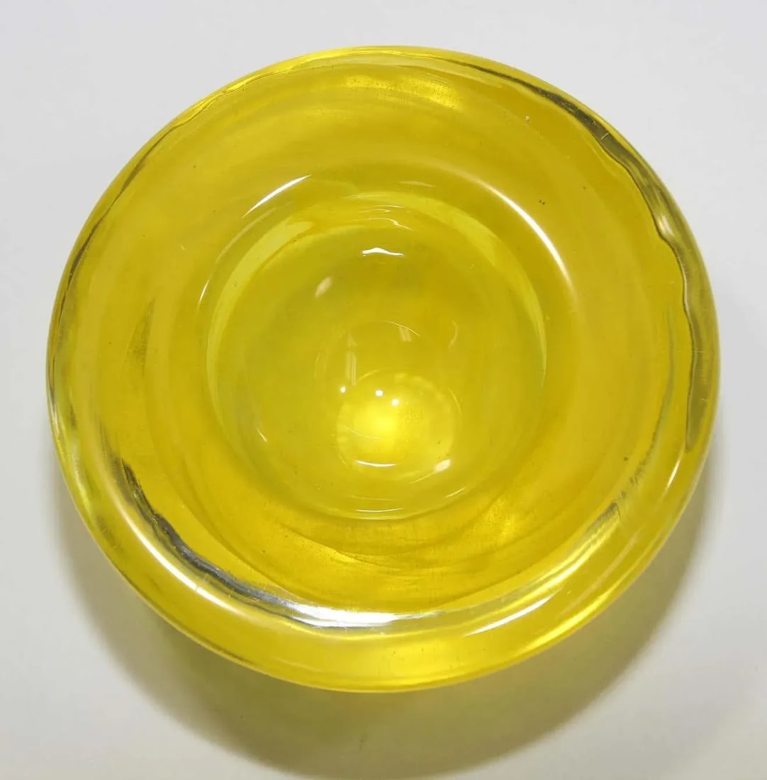 1990s Anna Ehrner for Kosta Boda Atoll Yellow Glass Candle Holder - 8