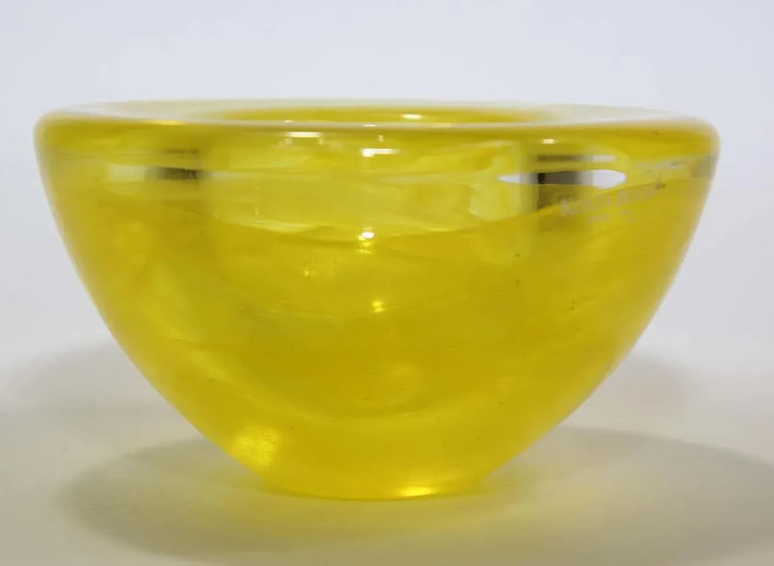 1990s Anna Ehrner for Kosta Boda Atoll Yellow Glass Candle Holder - 9