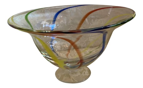 1980s Decorative Art Glass Bowl