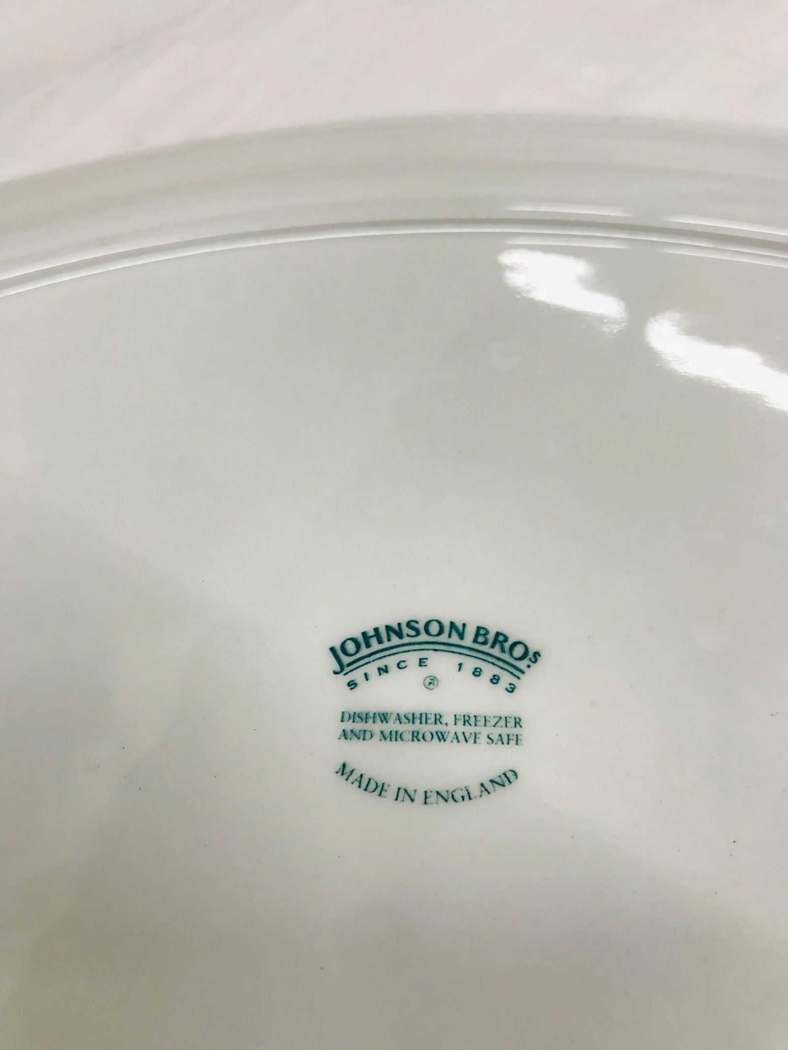 1970s Johnson Brothers Green Jardiniere Pattern 14" Platter - Made in England - 3