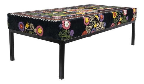 Suzani Covered Bench Handmade Ottoman From Anatolian
