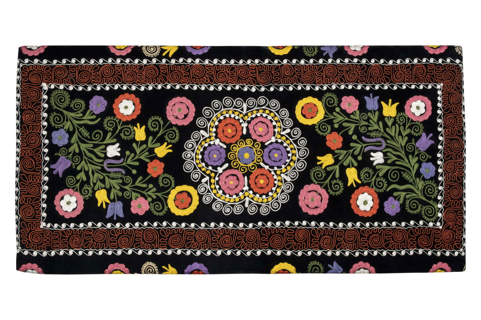 Suzani Covered Bench Handmade Ottoman From Anatolian - 4