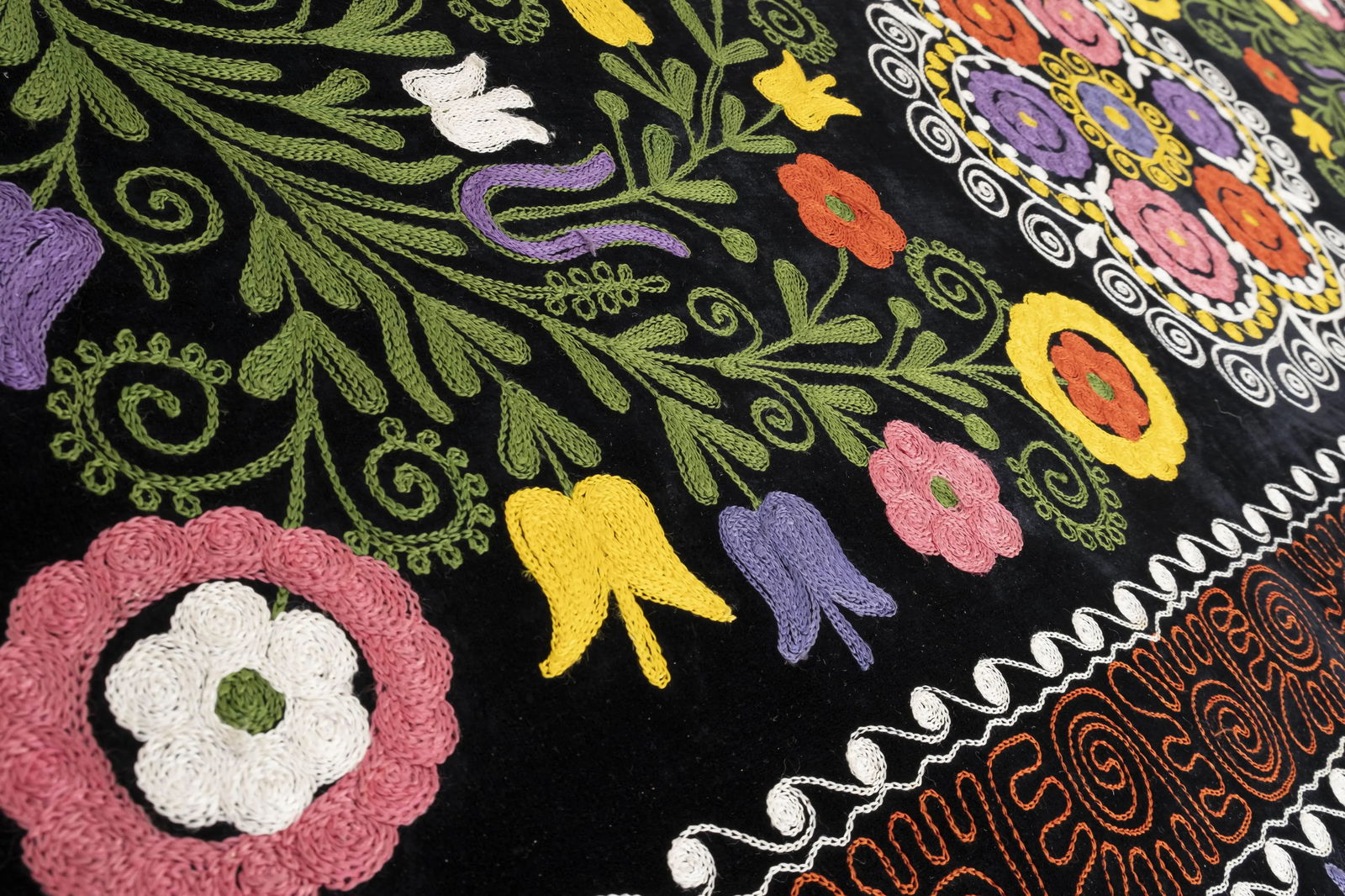 Suzani Covered Bench Handmade Ottoman From Anatolian - 5