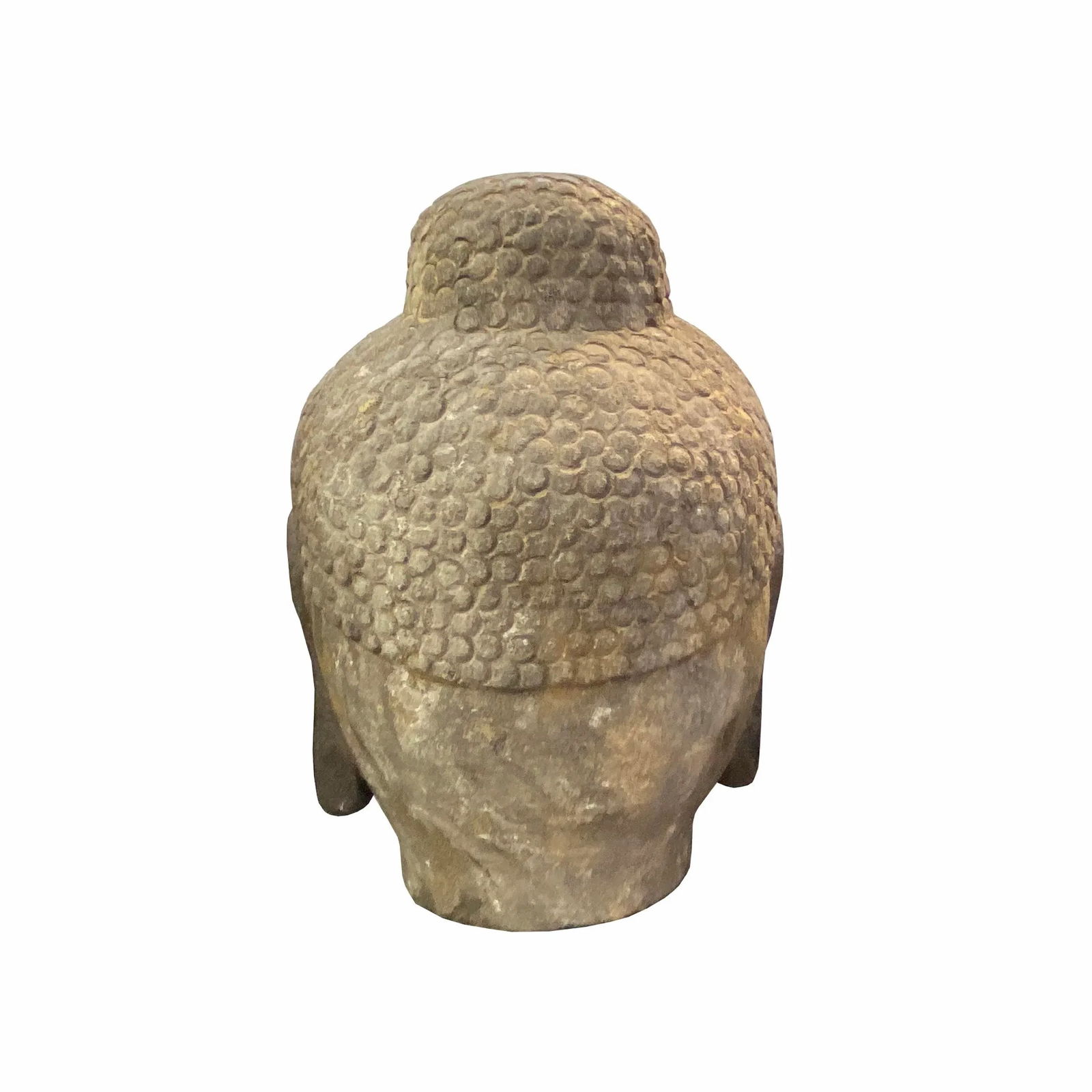 Chinese Oriental Black Gray Stone Carved Buddha Head Figure - 3