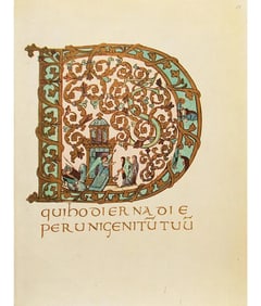 1949 Letter D From "The Sacramentary of Gellone", First Edition Vintage Gold Ink Lithograph