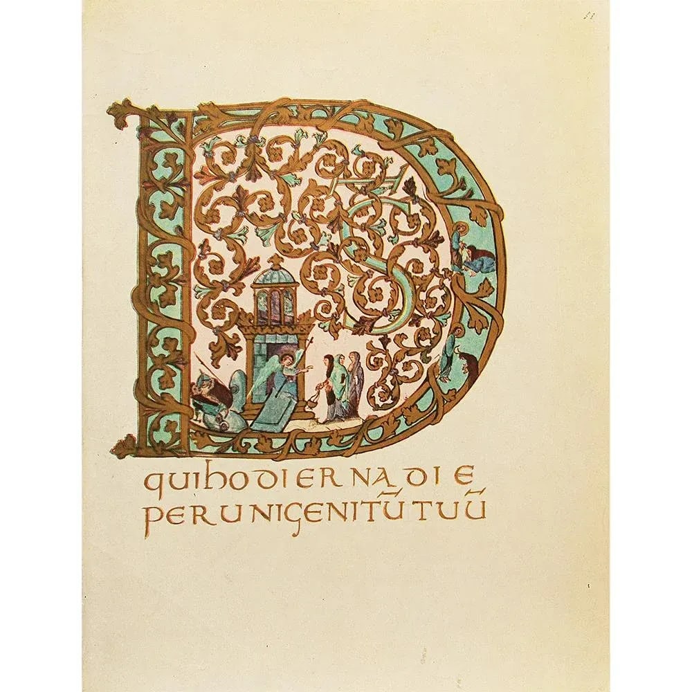 1949 Letter D From "The Sacramentary of Gellone", First Edition Vintage Gold Ink Lithograph - 7