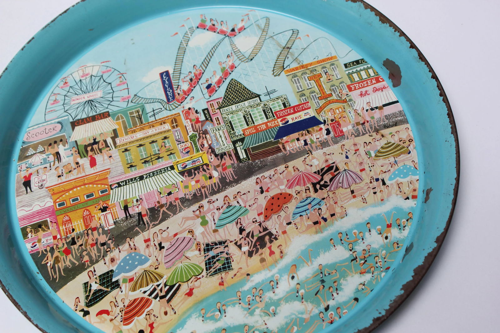 1955 Pepsi Cola Coney Island Boardwalk Tin Litho Trays- a Pair - 11