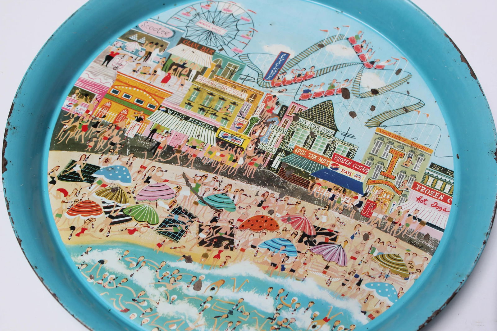 1955 Pepsi Cola Coney Island Boardwalk Tin Litho Trays- a Pair - 12