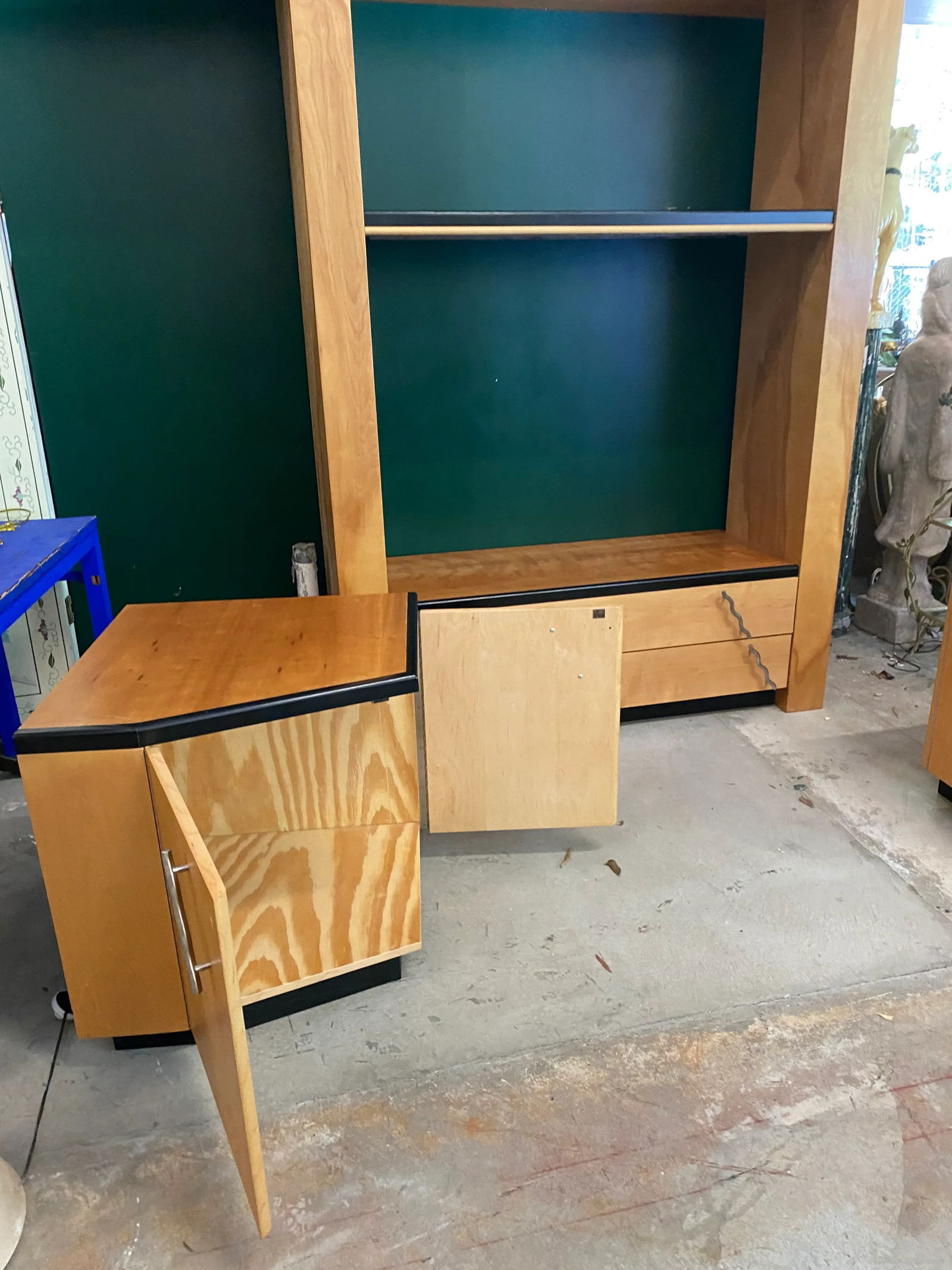 Large Art Deco Shelving Unit & Cabinets, 3 Pieces - 3