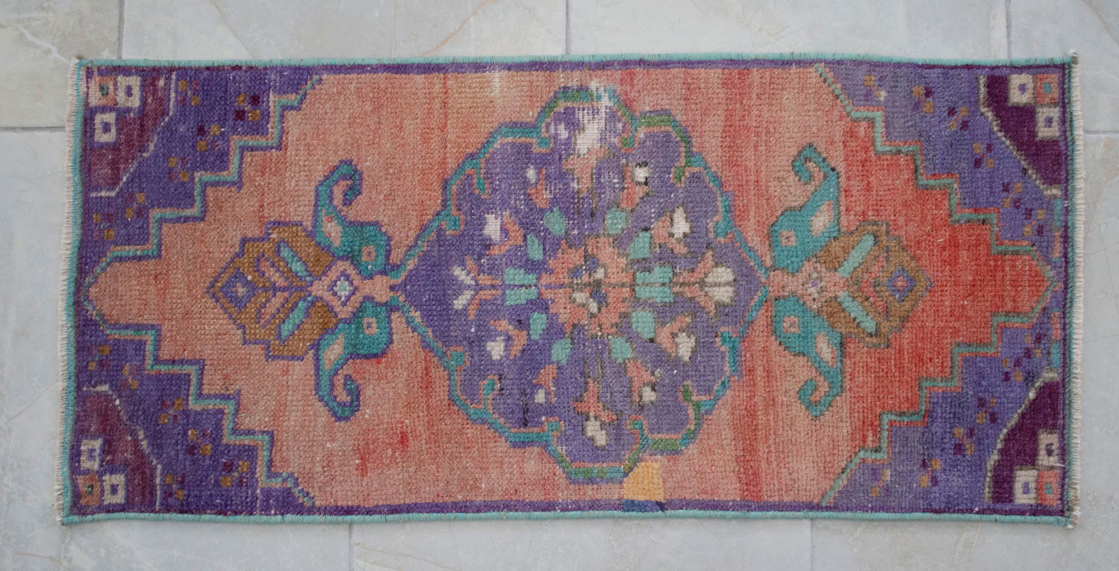 Hand Knotted Door Mat, Entryway Rug, Bath Mat, Kitchen Decor, Small Rug, Turkish Rug - 1"² - 13