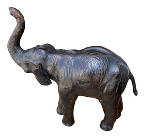 1970s Large Leather Elephant Sculpture