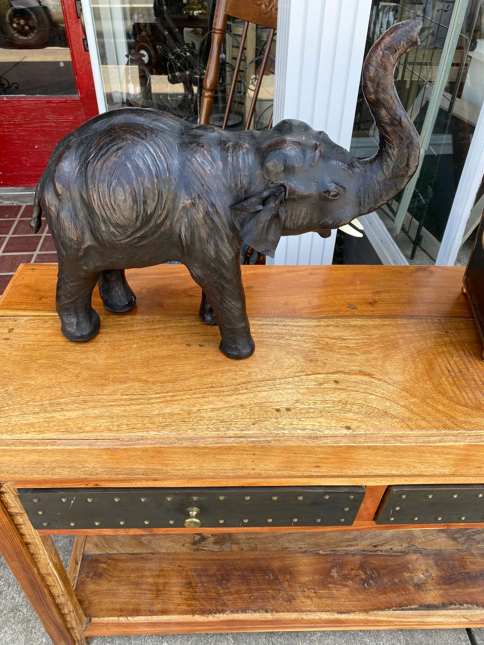1970s Large Leather Elephant Sculpture - 2