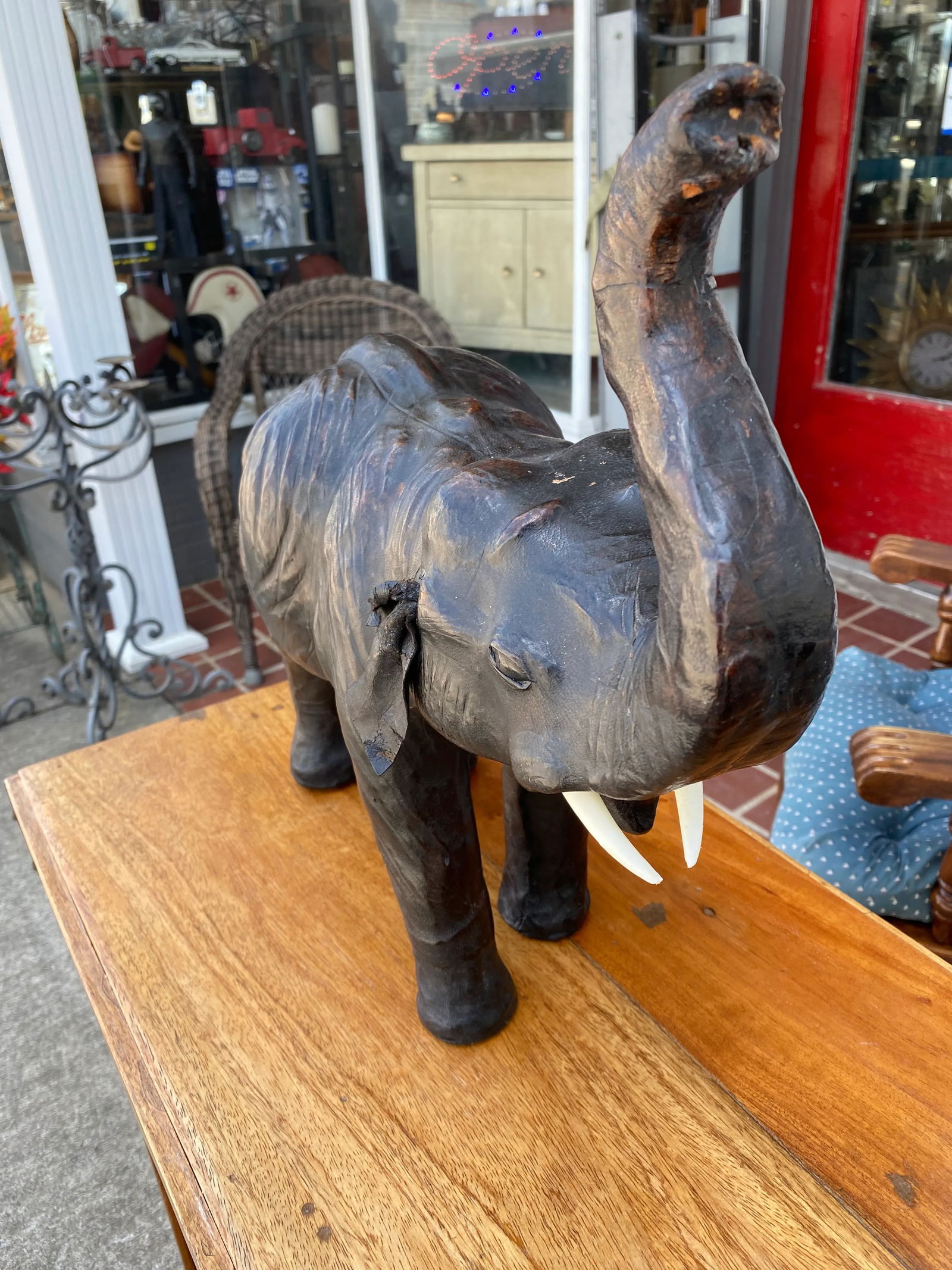 1970s Large Leather Elephant Sculpture - 3