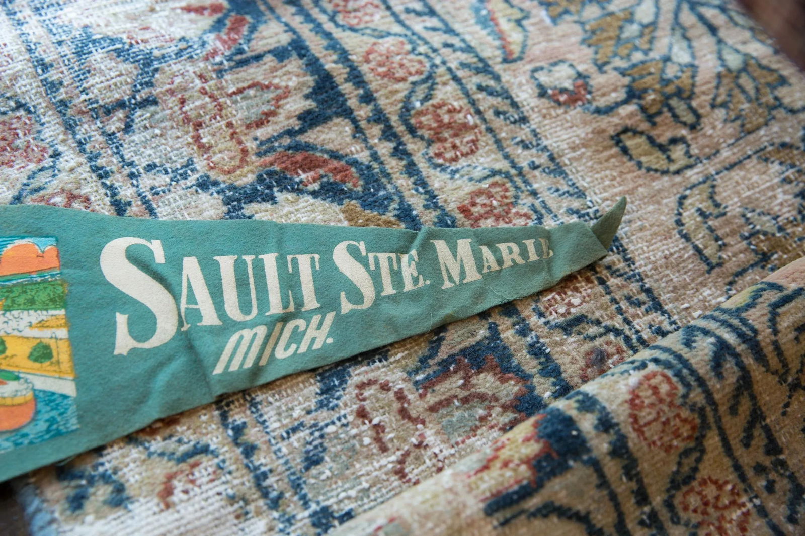 Vintage Sault Ste Marie Michigan Felt Flag - 2