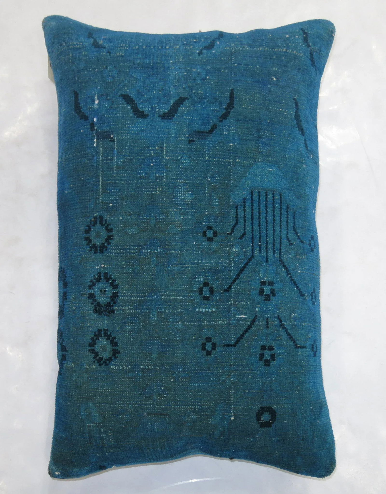 Large Blue Turkish Overdyed Rug Pillow - 4