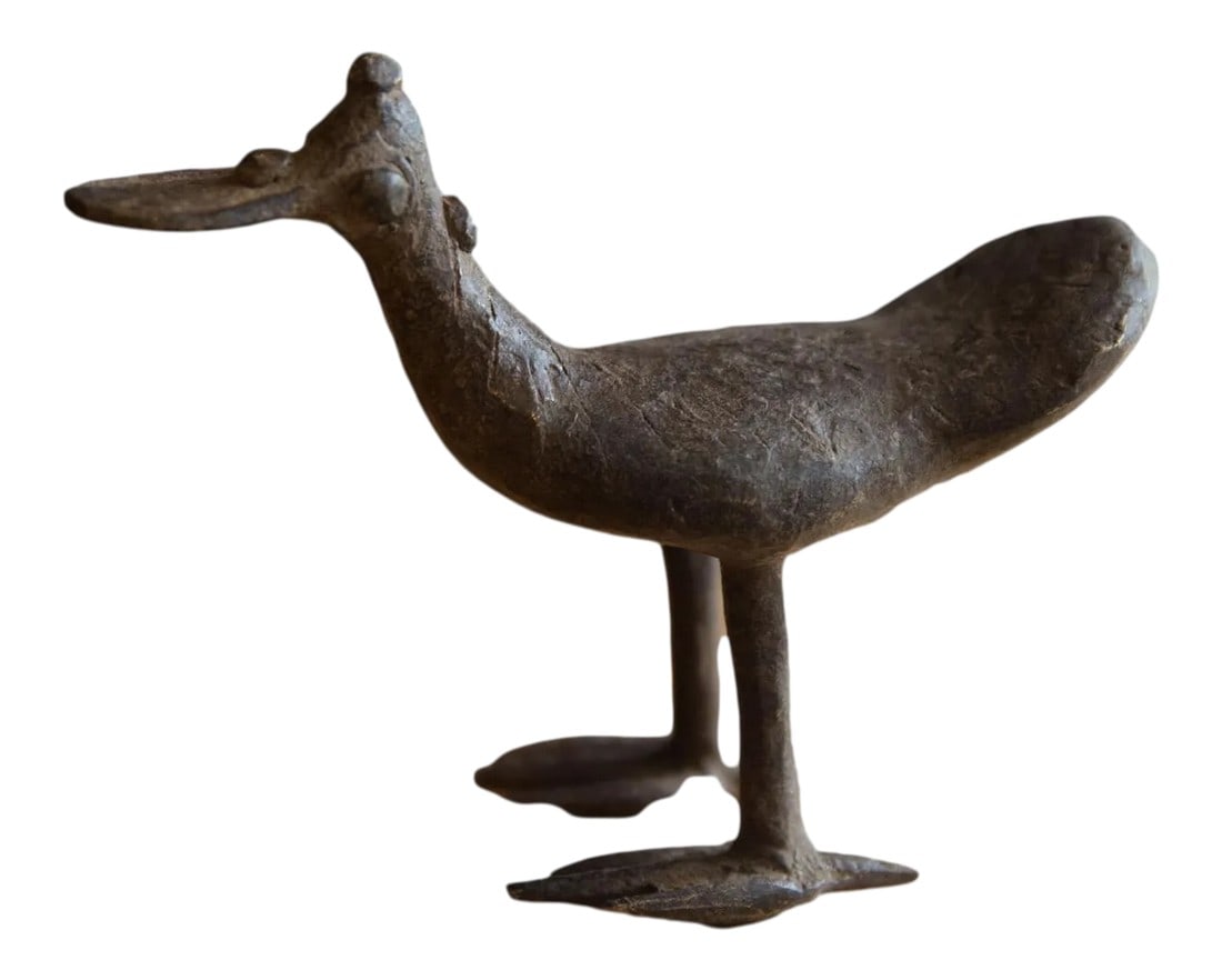 Vintage African Bronze Flat Billed Bird: :: Vintage handmade African bronze flat billed bird. Circa mid 20th century and possibly older, this piece has such incredible handmade charm and no two are identical. Create a scene of wildlife with