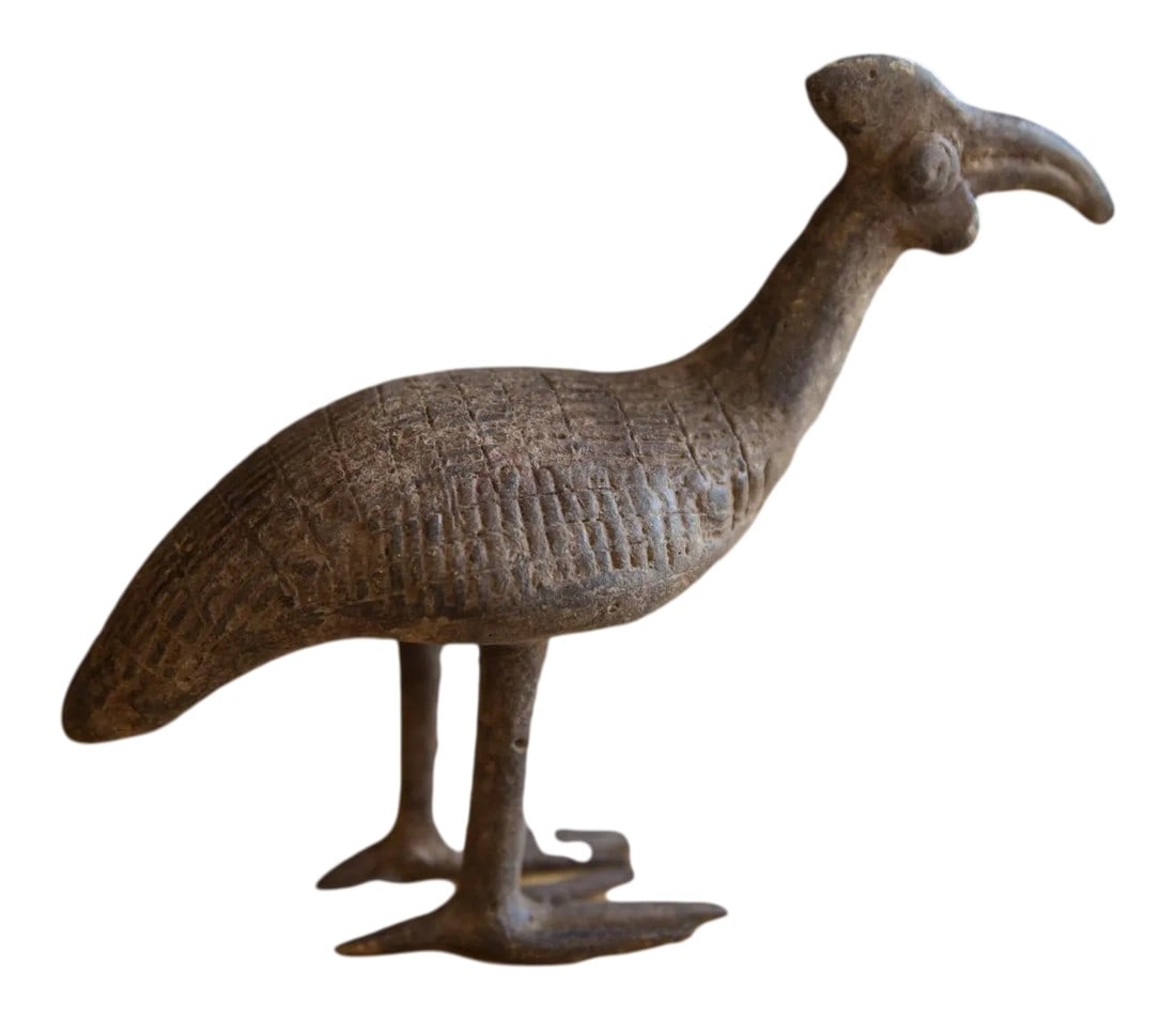 Vintage African Bronze Kori Bustard Bird: :: Vintage handmade African bronze kori bustard bird. Circa mid 20th century and possibly older, this piece has such incredible handmade charm and no two are identical. Create a scene of wildlife with