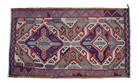 1970s Hand-Woven Braided Turkish Jajim Kilim Rug