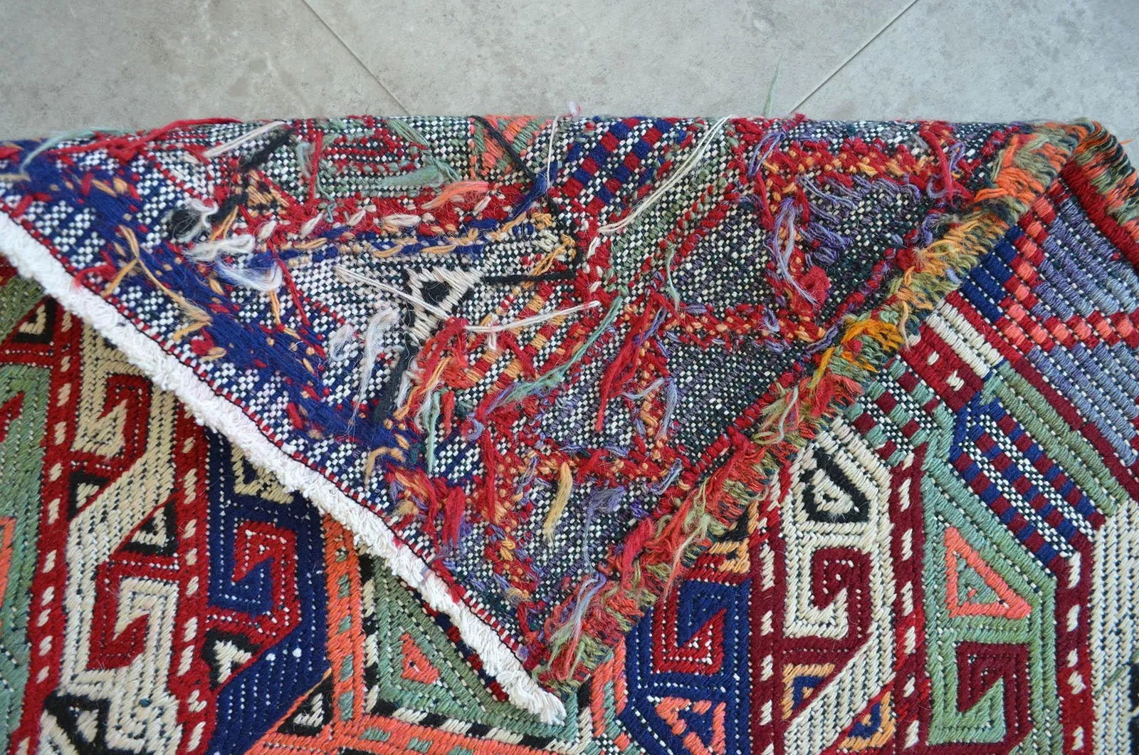 1970s Hand-Woven Braided Turkish Jajim Kilim Rug - 5