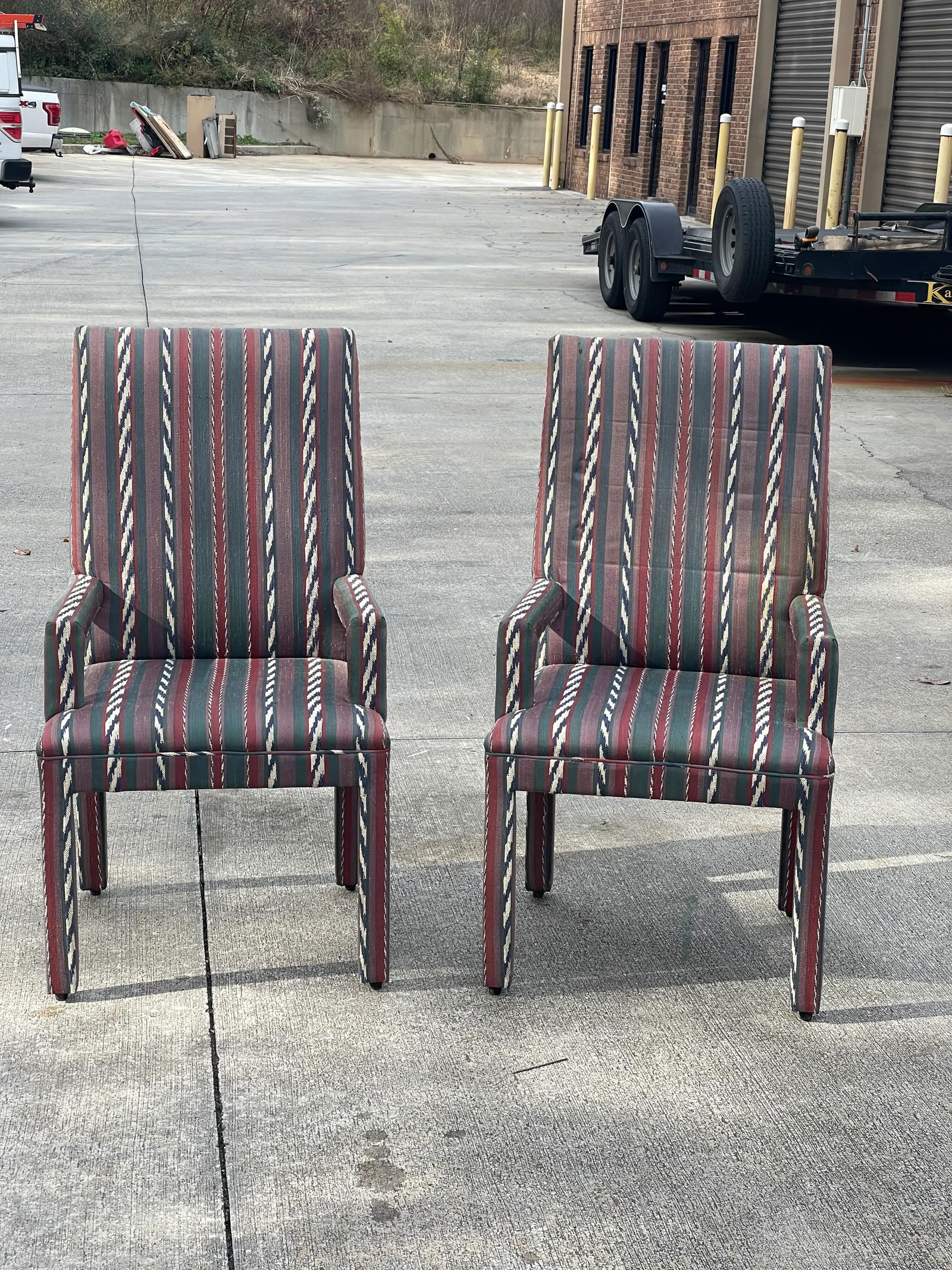 1980s Upholstered Parsons Chairs - a Pair - 2