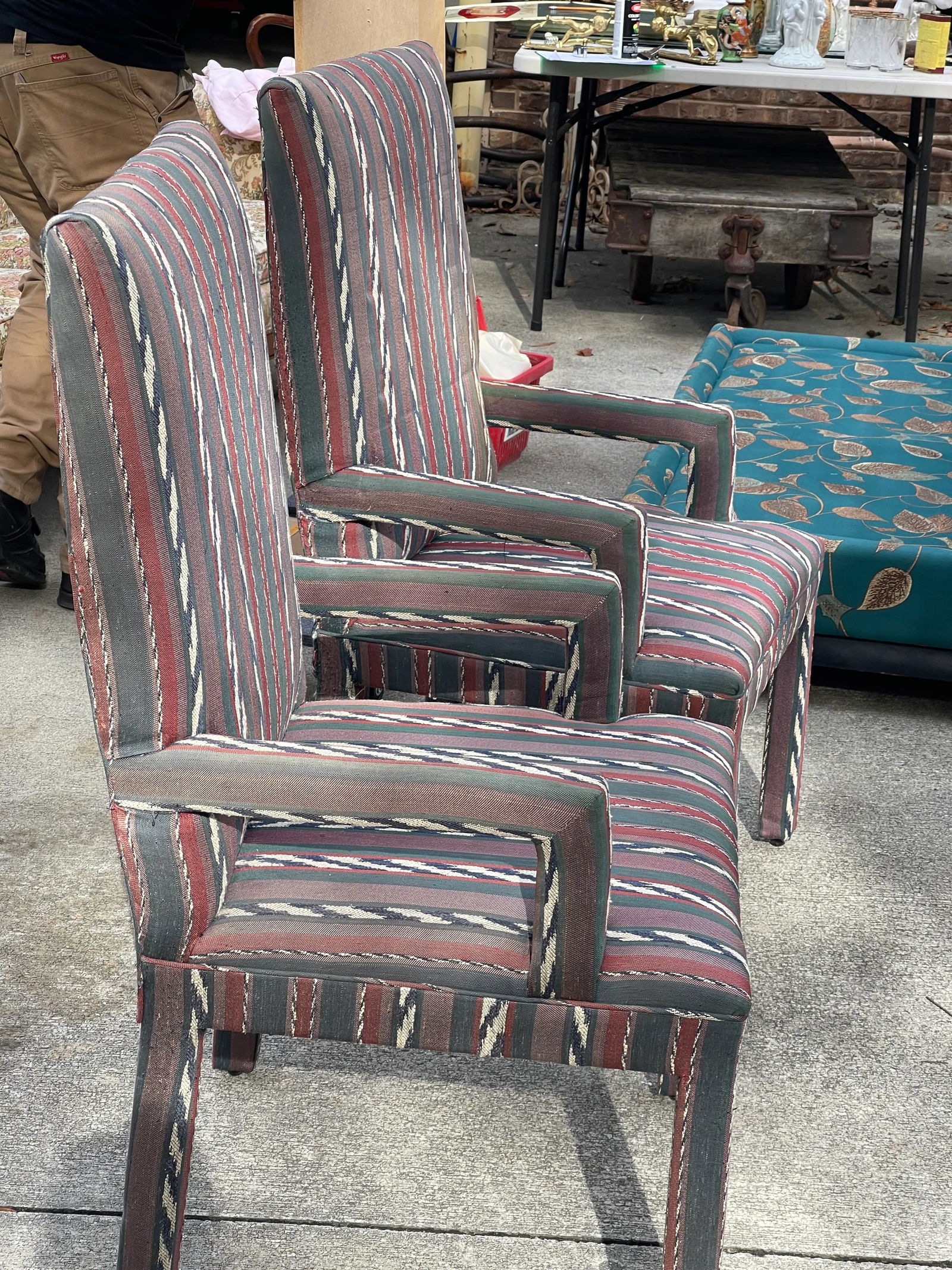 1980s Upholstered Parsons Chairs - a Pair - 5