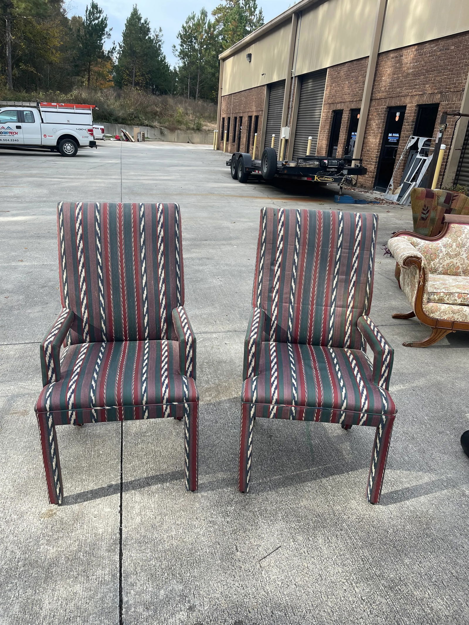 1980s Upholstered Parsons Chairs - a Pair - 8