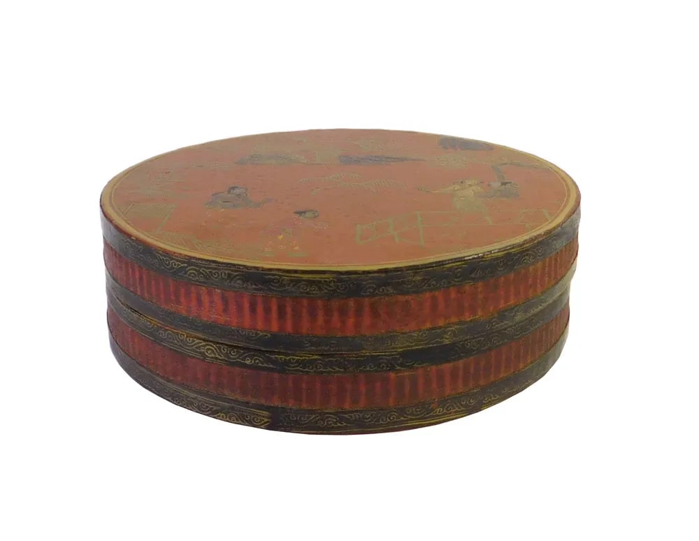 Chinese Brown Lacquer Painted Round Box - 2