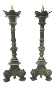 Antique 1900 Bronze Italian Candlesticks - Pair of 2