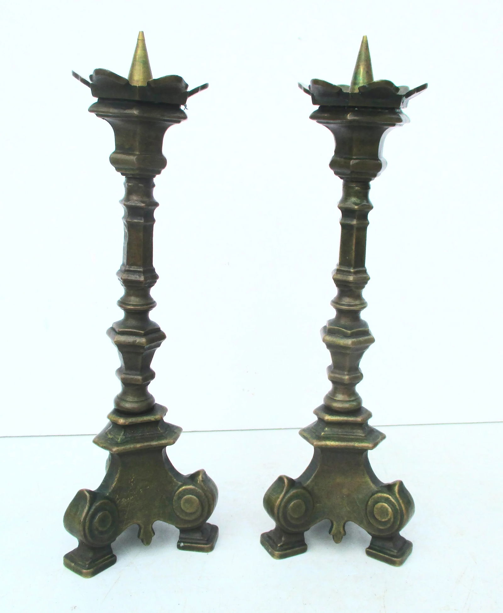Antique 1900 Bronze Italian Candlesticks - Pair of 2 - 3