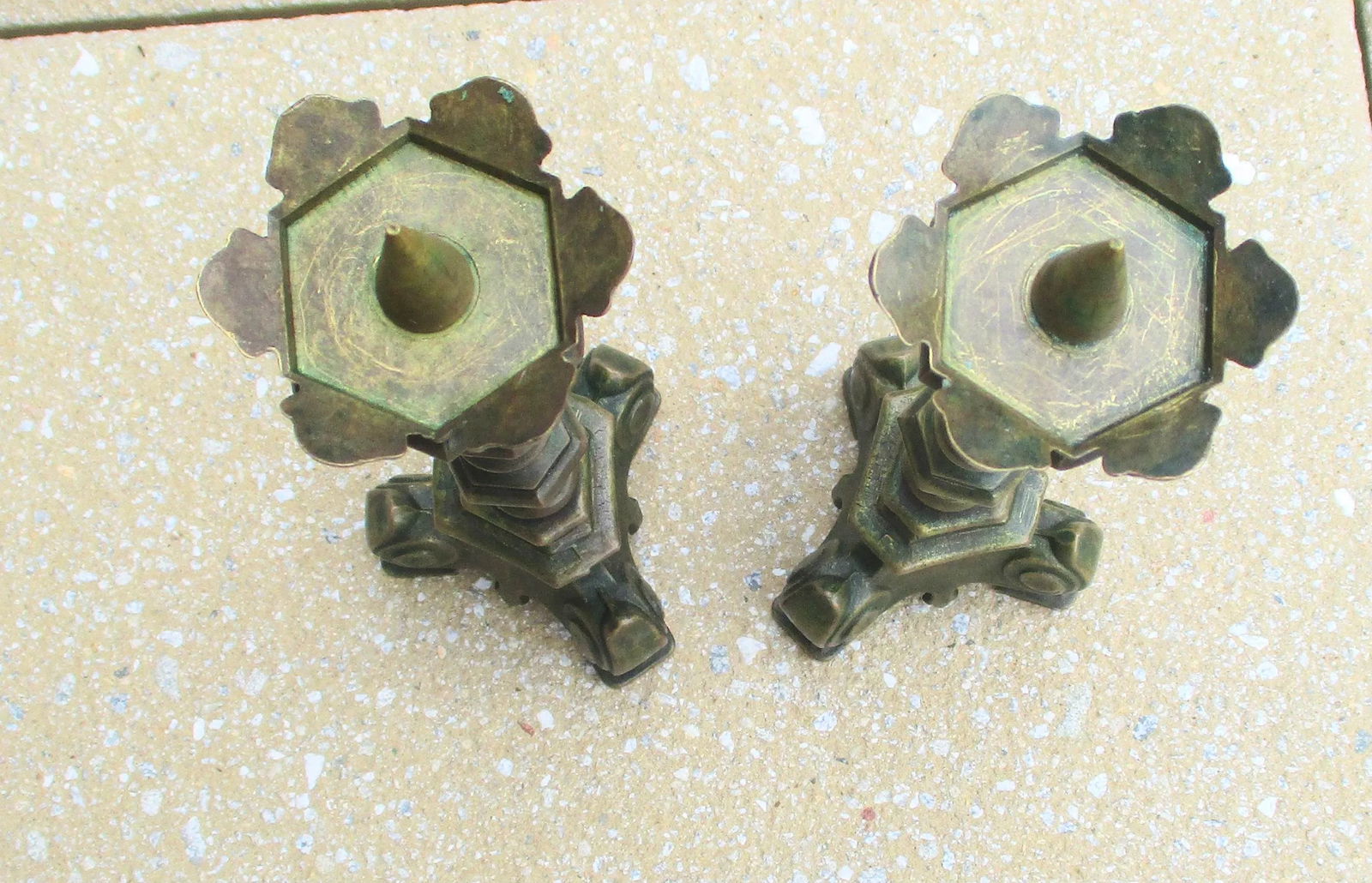 Antique 1900 Bronze Italian Candlesticks - Pair of 2 - 6
