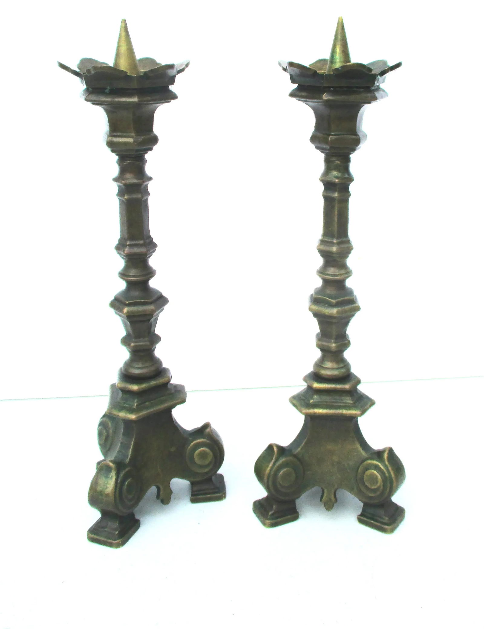 Antique 1900 Bronze Italian Candlesticks - Pair of 2 - 7