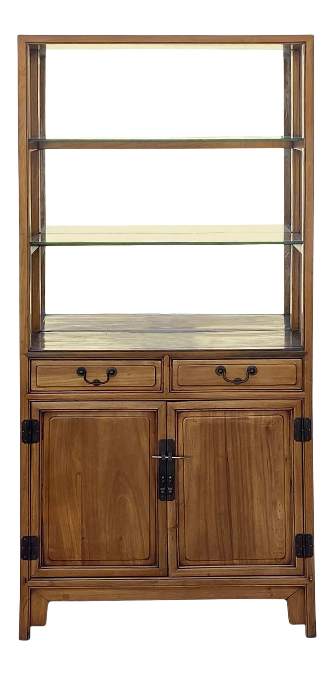 Chinese Light Brown Glass Display Bookcase Curio Cabinet (1 of 9)