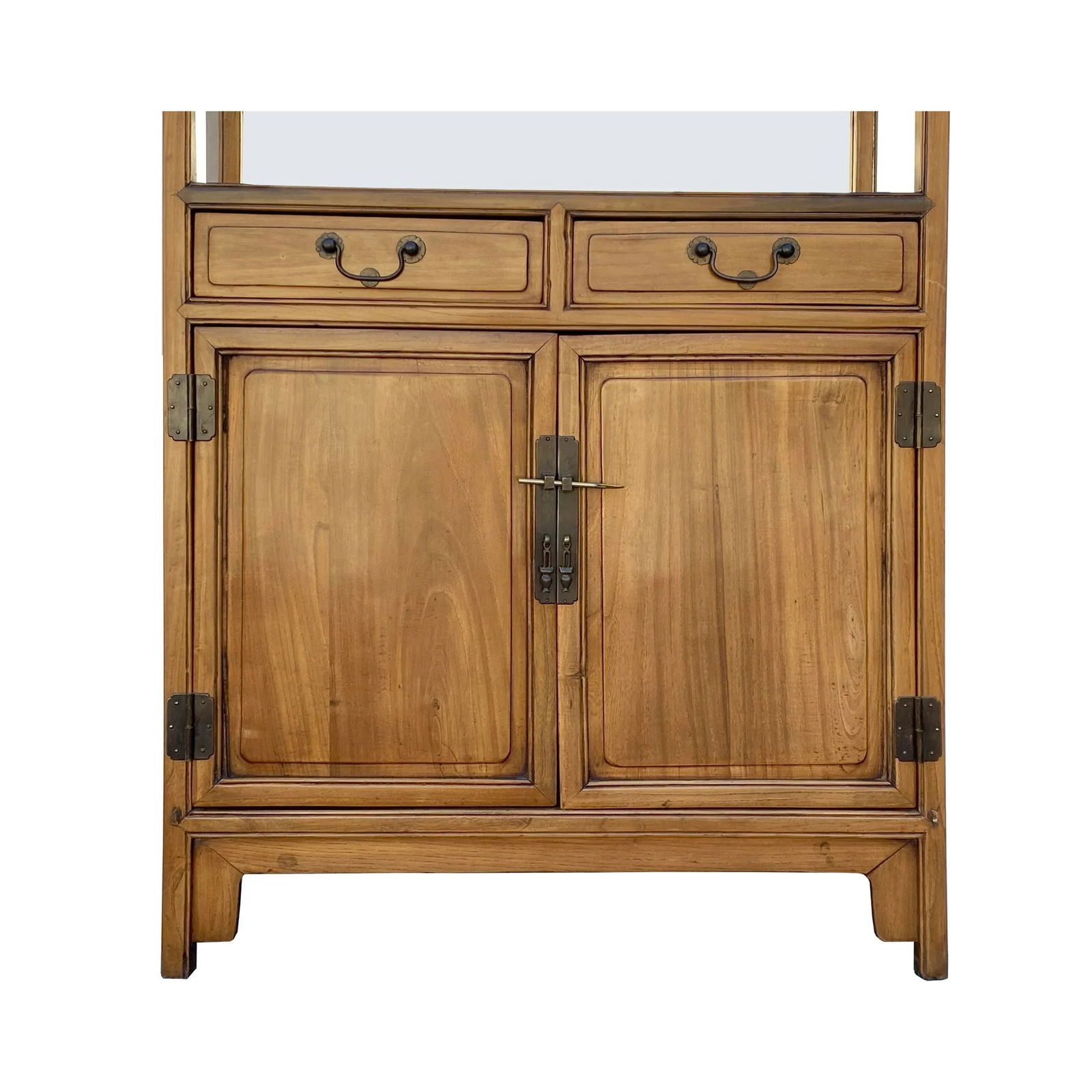 Chinese Light Brown Glass Display Bookcase Curio Cabinet - 4