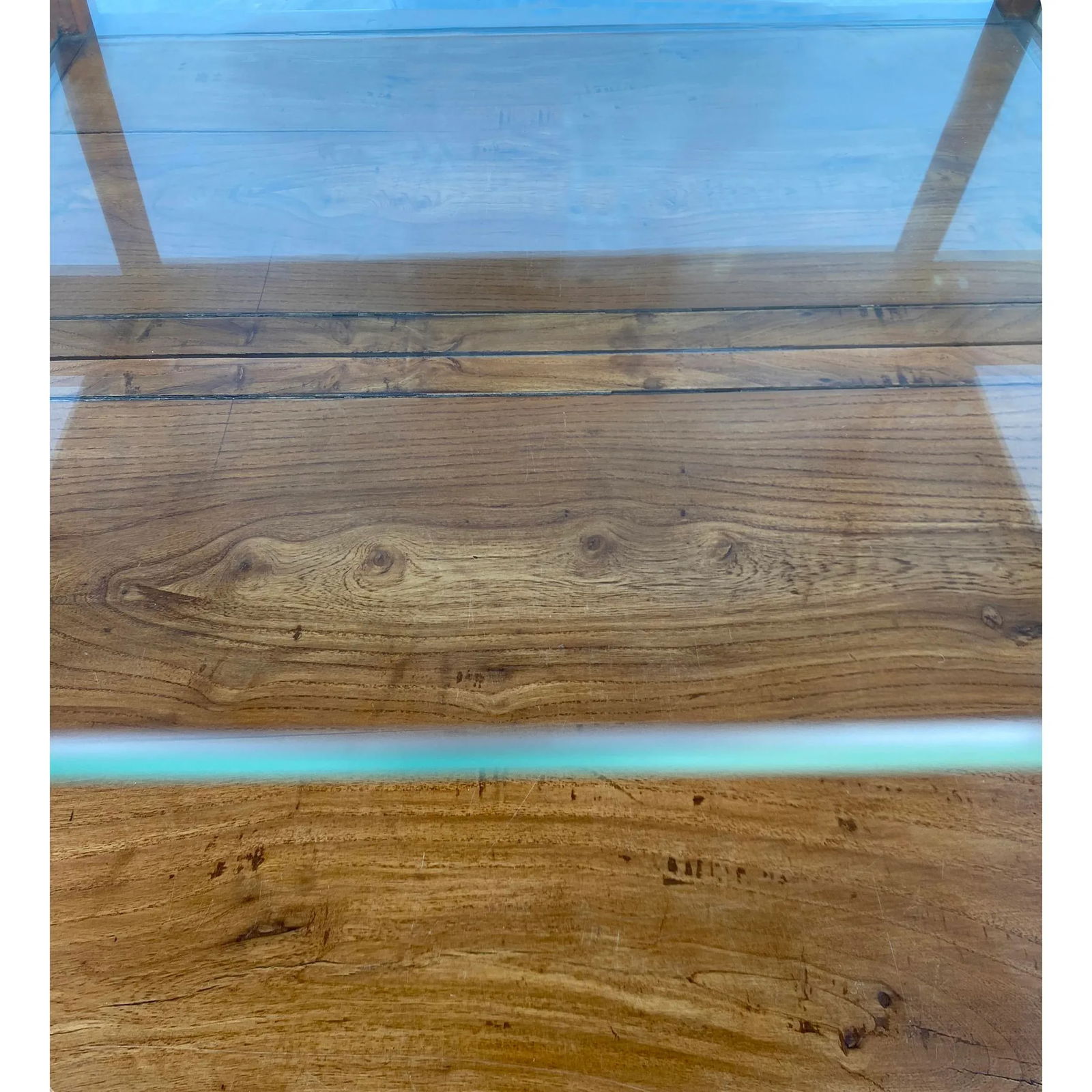 Chinese Light Brown Glass Display Bookcase Curio Cabinet - 6