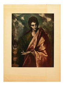 1950s After El Greco "St. John the Evangelist" Vintage Full-Color Print