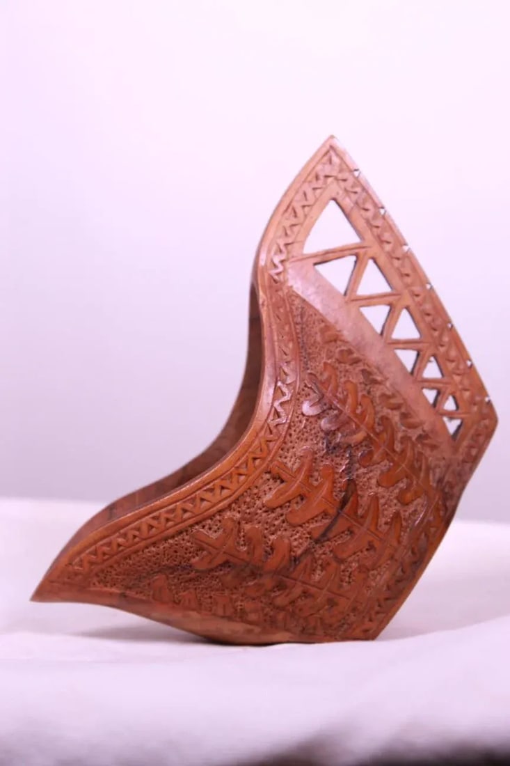 Antique 1900s Hand-Carved Wooden Wedding Cup From Former Yugoslavia/European Balkan - 2