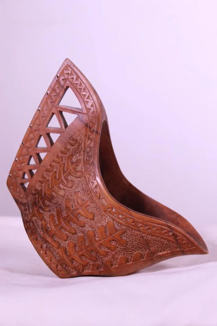 Antique 1900s Hand-Carved Wooden Wedding Cup From Former Yugoslavia/European Balkan - 3