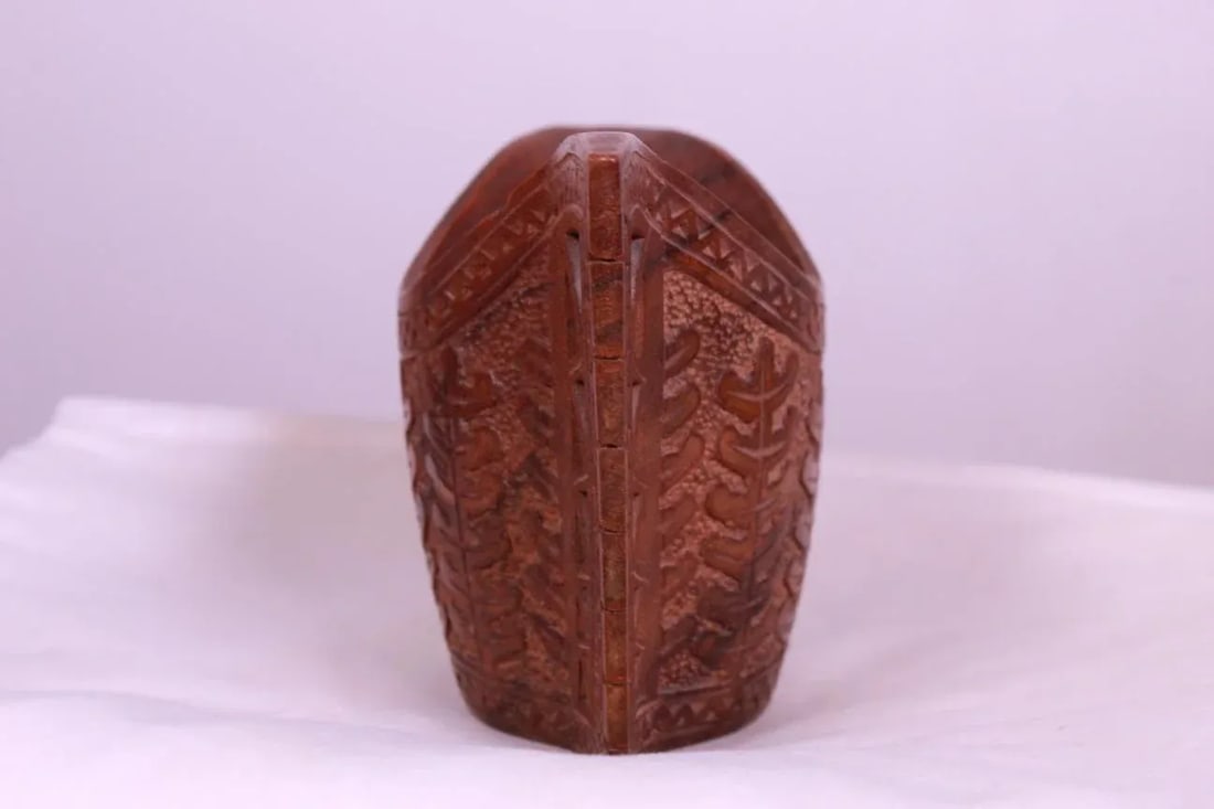 Antique 1900s Hand-Carved Wooden Wedding Cup From Former Yugoslavia/European Balkan - 6