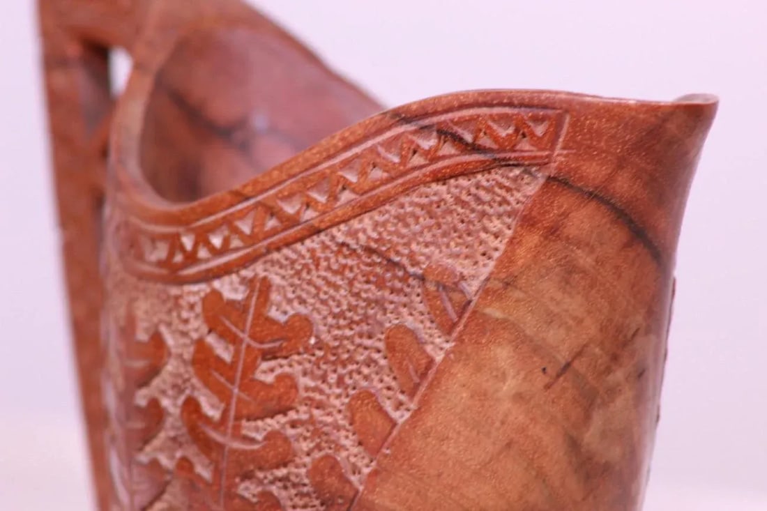 Antique 1900s Hand-Carved Wooden Wedding Cup From Former Yugoslavia/European Balkan - 8