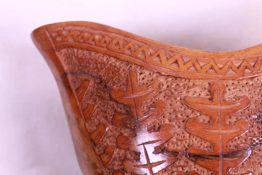 Antique 1900s Hand-Carved Wooden Wedding Cup From Former Yugoslavia/European Balkan - 9