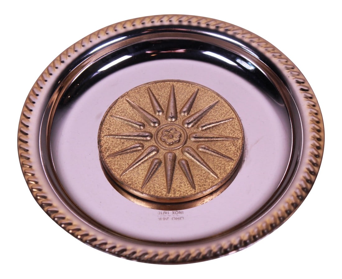 Antique Gold 24k & Stainless Steel Ornamented With the Ancient Macedonian Symbol or the "Vergina S (1 of 6)